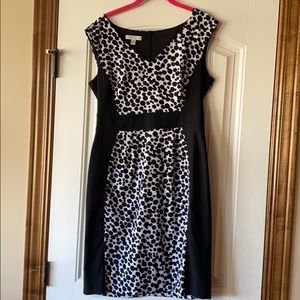 London Times work sheath black white dot